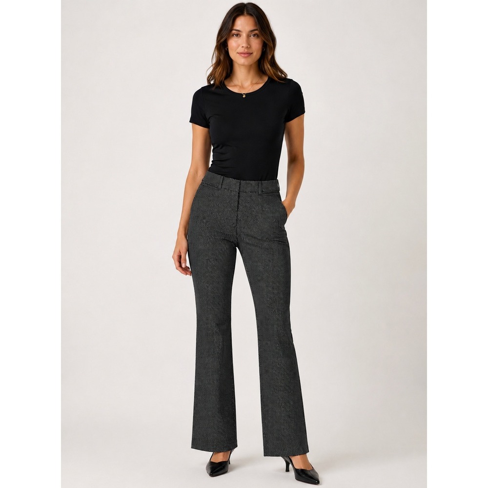 New York &‎ Company 7th Avenue Bootcut Pants Black White Micro Dot Size 4 NWT